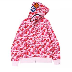 Bape Color Camo Shark Full Zip Hoodie Pink
